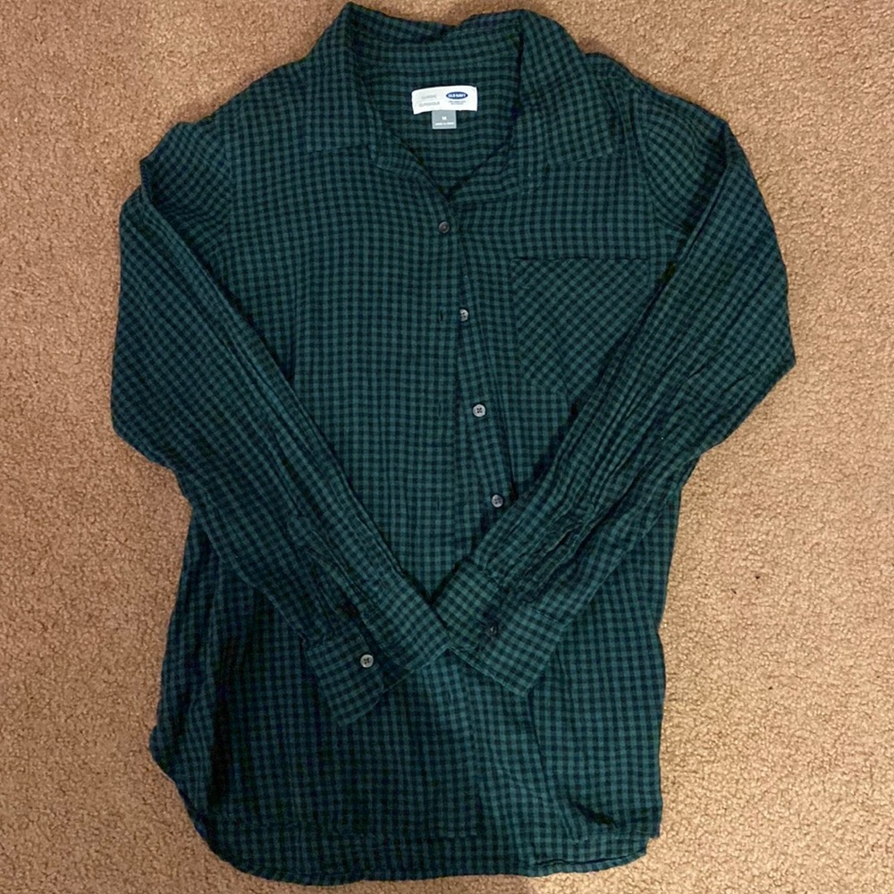 Old Navy Green and Black Flannel